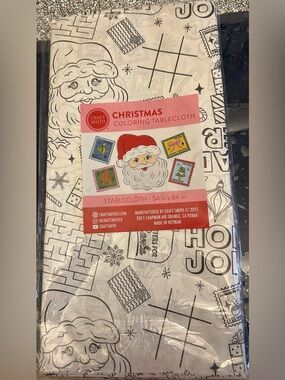 Craft Smith Christmas Coloring Tablecloth - Black & White Santa Print
